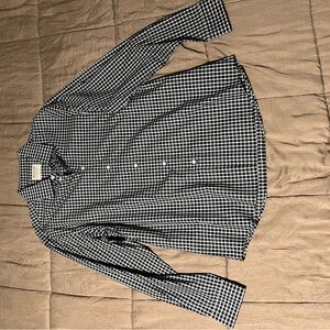Haggar Navy and White Plaid Shirt